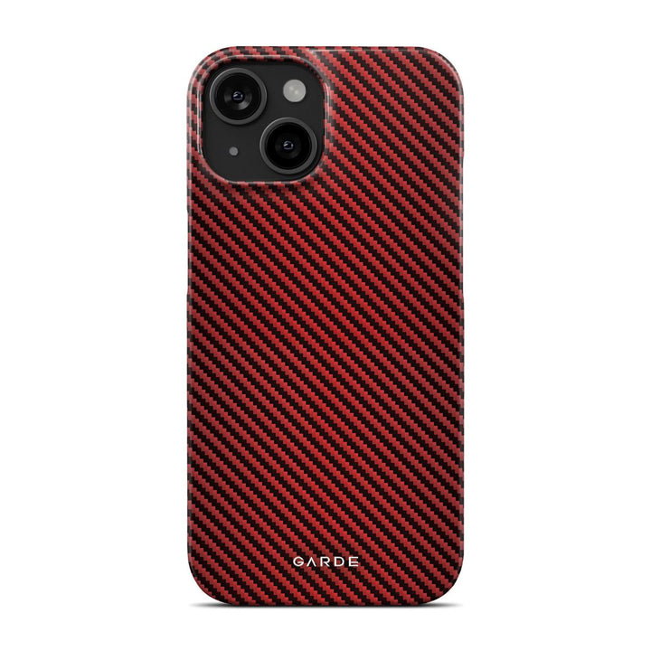 Carbon Red iPhone 15 Back Cover - Custom Printed Phone Case by Garde